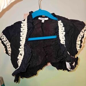Papaya black shoulder coverup with cream colored lace